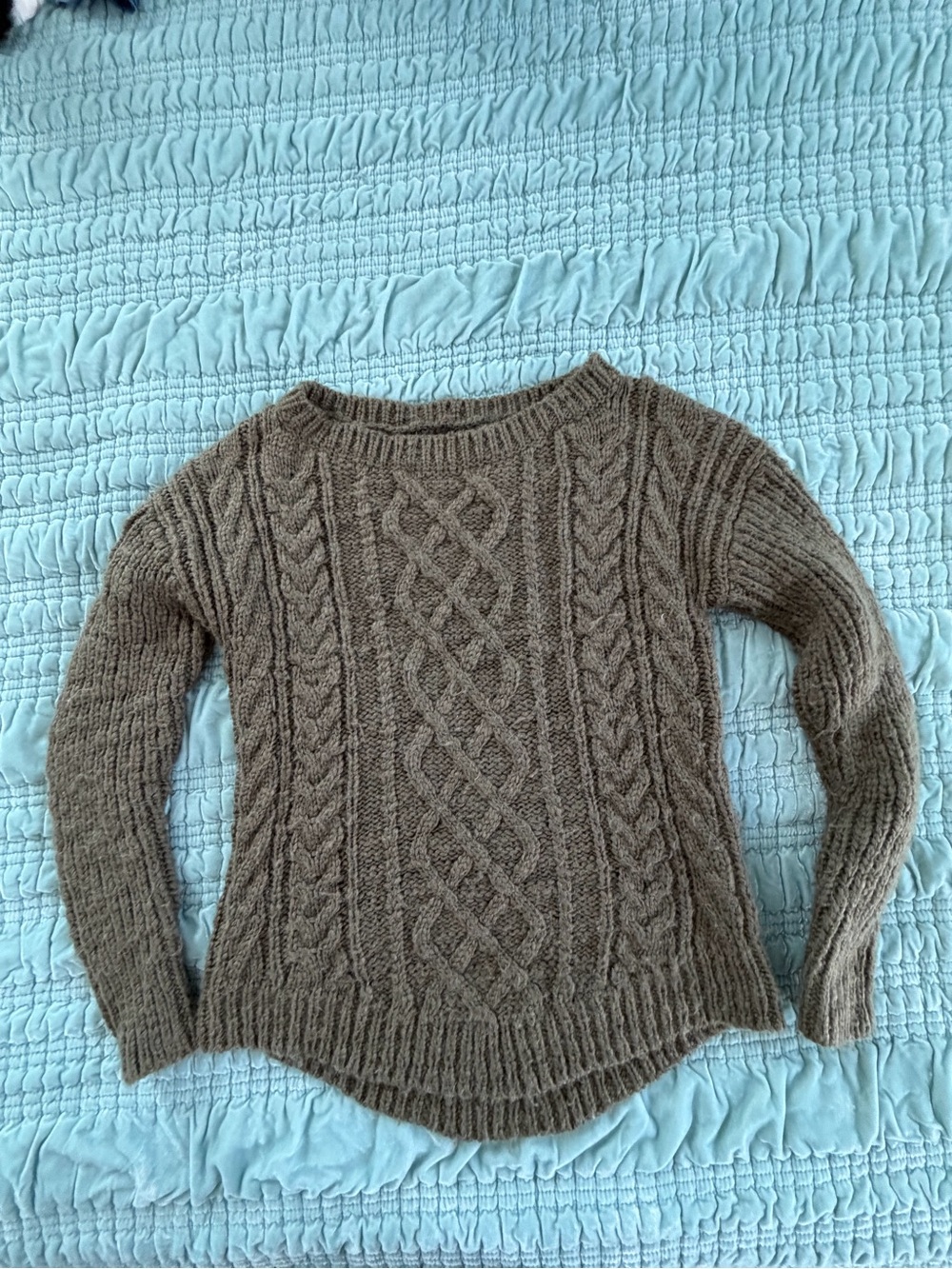 Banana Republic Olive GreenCable Knit Crewneck Sweater-Small